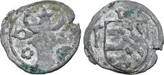 World Romania, Moldavia (Principality). Ştefan II AR 1/2 Groat. Suceava mint, 1433-1447. Facing bull's head; star above, rosette and crescent flanking / Shield with three bars to left and P above thre