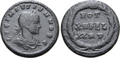 Roman Imperial Licinius II (son of Licinius I), as Caesar, BI Nummus. Rome, AD 320. LICINIVS IVN NOB C, laureate, draped and cuirassed bust to right / VOT XV FEL XX R P in three lines within wreath. R
