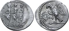 GREEK Thracian Dynasts, Koson AR Drachm. Circa 42-29 BC. Roman consul (L. Junius Brutus?) walking to left, accompanied by two lictors; monogram before, KOΣΩN in exergue / Eagle with spread wings stand