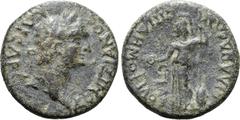 ROMAN PROVINCIAL Domitian, as Caesar Æ 20mm of Silandus, Lydia. AD 81-96. Demophilos, strategos. ΔΟΜΙΤΙΑΝΟC KAICAP, laureate head to right / CIΛANΔЄΩΝ ЄΠΙ ΔЄΜΟΦΙΛΟΥ CTPA, Athena standing to left, hold
