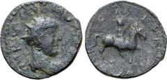 ROMAN PROVINCIAL Gallienus Æ 20mm of Philippi, Macedon. AD 253-268. IMP ECN GALLIENVS AVG, radiate, draped and cuirassed bust to right / HEROI AVLONITE, Hero Aulonites on horseback to right, raising a