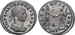 ROMAN IMPERIAL Probus BI Antoninianus. Siscia, AD 276. IMP C M AVR PROBVS AVG, radiate, draped and cuirassed bust to right / CLEMENTIA TEMP, emperor standing to right, holding sceptre, receiving globe