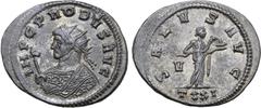 ROMAN IMPERIAL Probus BI Antoninianus. Ticinum, AD 281. IMP C PROBVS AVG, radiate and mantled bust to left, holding eagle-tipped sceptre / SALVS AVG, Salus standing facing, head to right, feeding serp