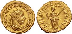 Roman Imperial No Reserve Trebonianus Gallus AV Binio (Double Aureus). Rome, AD 251-253. IMP CAE C VIB TREB GALLVS AVG, radiate, draped and cuirassed bust to right / FELICITAS PVBLICA, Felicitas stand