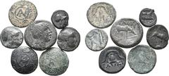 Greek Lot of 7 Macedonian & Seleukid Empire Æ Coins. Lot includes: Kingdom of Macedon, Antigonos Gonatas (x3), Demetrios I Poliorketes (x2). Macedon, Pella Æ Coin. Seleukid Empire, Seleukos I Nikator 
