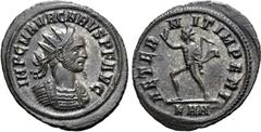 Roman Imperial Carus BI Antoninianus. Rome, AD 282-283. IMP C M AVR CARVS P F AVG, radiate and cuirassed bust to right / AETERNIT IMPERI, Sol walking to left, hand raised left, holding whip; KAA in ex