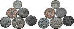Roman Imperial Lot of 6 Roman Imperial BI and Æ Coins. Includes: 1. Constantine I BI Nummus. Treveri, AD 323-324. CONSTANTINVS AVG, laureate bust to right / SARMATIA DEVICTA, Victory advancing right, 