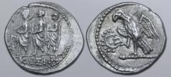 GREEK Thracian Dynasts, Koson AR Drachm. Circa 42-29 BC. Roman consul (L. Junius Brutus?) walking to left, accompanied by two lictors; monogram before, KOΣΩN in exergue / Eagle with spread wings stand