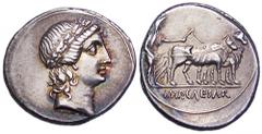 Octavian AR Denarius. Rome, 28 BC. Laureate bust of Apollo of Actium right, with features of Octavian / Octavian, veiled and in priestly robes, ploughing right with team of oxen; IMP•CAESAR in exergue
