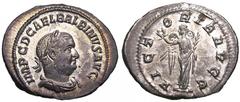 Balbinus AR Denarius. April-June 238 AD. IMP C D CAEL BALBINVS AVG, laureate, draped and cuirassed bust of Balbinus right / VICTORIA AVGG, Victory standing left, holding wreath and palm branch. RIC 8;