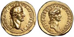 Caligula AV Aureus. Lyon, AD 37-8. C CAESAR AVG GERM P M TR POT, laureate head of Caligula right / AGRIPPINA MAT C CAES AVG GERM, bust of Agrippina, draped. RIC 13; BMC 14; Calico 326. 7.75g, 21mm, 6h