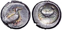 Sicily, Akragas AR Didrachm. Sicily, Akragas AR Didrachm. Circa 520-472 BC. Sea eagle standing right with folded wings; ΑΚΡΑΓΑΣ around / Crab within incuse circle. SNG ANS 933 (same dies); Jenkins Gro