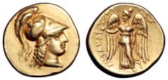 Kingdom of Macedon. Alexander III ‘The Great’ AV Stater. Kingdom of Macedon. Alexander III ‘The Great’ AV Stater. Lifetime issue. Tarsos, circa 332-327 BC. Struck under Balakros or Menes. Head of Athe