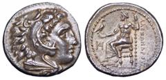 Kingdom of Macedon. Alexander III ‘The Great’ AR Drachm. Kingdom of Macedon. Alexander III ‘The Great’ AR Drachm. Lifetime issue. Miletos, circa 325-323 BC. Signed by the artist ‘K’. Head of Herakles 