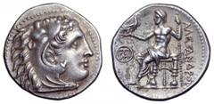 Kingdom of Macedon. Alexander III ‘The Great’ AR Drachm. Kingdom of Macedon. Alexander III ‘The Great’ AR Drachm. Civic issue of Miletos, circa 295-275 BC. Head of Herakles right, wearing lion skin he