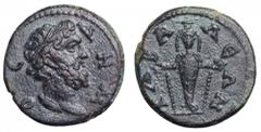Lydia, Tabala Æ18. Lydia, Tabala Æ18. Autonomous issue, circa AD 193-211. ΔΗΜΟC, bearded head (Demos?) right / Cult statue of Artemis Ephesia, TABAΛEΩN around. SNG Copenhagen 563; BMC 2. 4.05g, 18mm, 