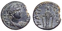 Lydia, Maeonia Æ18. Lydia, Maeonia Æ18. Circa AD 161-180. Draped bust of the Senate right, IΣPA CYNKΛHTOC around / MAIONΩN, cult statue of Artemis Ephesia standing facing. SNG Copenhagen 219; cf. BMC 