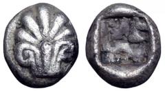 Rhodos, Ialysos AR Diobol. Rhodos, Ialysos AR Diobol. Circa 540-530 BC. Palmette / Rough incuse. A-P. Weiss and S. Hurter, ‘The silver staters of Ialysos’ in SNR 77, 1998, 5-23, pl. 4, P3; SNG Copenha