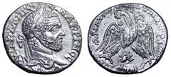 Macrinus AR Tetradrachm of Syria, Emesa. Macrinus AR Tetradrachm of Syria, Emesa. AD 217-8. AΥT K M OP CE ●●● MAKPINOC CE●B●, laureate bust right / DHMAPX EX YPATOC PP, eagle standing facing; radiate,