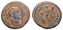Domitius Domitianus Æ Follis. Domitius Domitianus Æ Follis. Alexandria, AD 295-6. IMP C L DOMITIVS DOMITIANVS AVG, laureate bust right / GENIO POPVLI ROMANI, Genius of the Roman people standing left, 