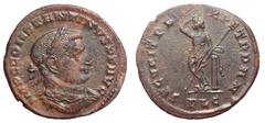 Constantine I Æ Follis. Constantine I Æ Follis. Lugdunum, circa AD 307-8. IMP C CONSTANTINVS P F AVG, laureate, draped and cuirassed bust right / SECVRIT PERPET DD NN, Securitas standing left, leaning