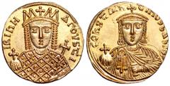 Constantine VI and Irene AV Solidus. Constantine VI and Irene AV Solidus. Constantinople, AD 792-97. IRINH AΓOVSƮI, bust of Irene facing, wearing crown and loros, holding globus cruciger in right hand