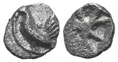 Sicily, Himera AR Tetartemorion. Sicily, Himera AR Tetartemorion. c. 530-483/2. Cock standing l. / Mill-sail incuse. Kraay, Himera 307. 0.19g, 7mm. Very rare. Good VF