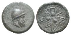 Islands off Sicily, Lipara Æ Tetras. Islands off Sicily, Lipara Æ Tetras. c. 425-400. Head of Aiolos r. wearing pileos, dotted border around / Legend around three pellets, all within dotted border. CN