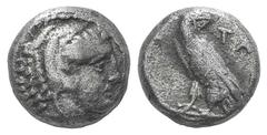 Kingdom of Macedon. Amyntas III AR Diobol. Kingdom of Macedon. Amyntas III AR Diobol. Pella c. 381-369. Head of Herakles r., wearing lion skin / Eagle standing l., head r., within incuse square. Weste