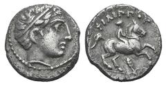 Kingdom of Macedon. Philip II AR 1/5 Tetradrachm. Kingdom of Macedon. Philip II AR 1/5 Tetradrachm. Amphipolis c. 320/19-317. Head of Apollo r., wearing tainia / Youth on horseback r., holding palm in