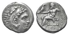 Kingdom of Macedon. Alexander III AR Drachm. Kingdom of Macedon. Alexander III AR Drachm. Lampsakos c. 323-317. Head of Herakles r., wearing lion skin / Zeus Aëtophoros seated l.; buckle in l. field, 