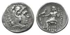 Kingdom of Macedon. Alexander III AR Drachm. Kingdom of Macedon. Alexander III AR Drachm. c. 325-323. Head of Herakles r., wearing lion skin / Zeus Aëtophoros seated l.; thunderbolt in l. field, monog