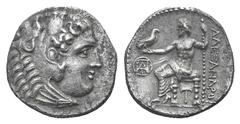 Kingdom of Macedon. Alexander III AR Drachm. Kingdom of Macedon. Alexander III AR Drachm. Miletos c. 295-275. Head of Herakles r., wearing lion skin / Zeus Aëtophoros seated l.; monogram before, bipen