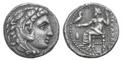 Kingdom of Macedon. Alexander III AR Hemidrachm. Kingdom of Macedon. Alexander III AR Hemidrachm. Miletos c. 323-319. Head of Herakles r., wearing lion skin / Zeus Aëtophoros seated l.; corn-ear in l.