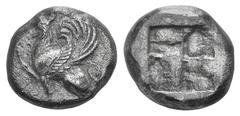 Thrace, Abdera AR Didrachm. Thrace, Abdera AR Didrachm. c. 540-515. Griffin seated l., raising paw / Quadripartite incuse square. May 19. 7.31g, 17mm. Toned good VF