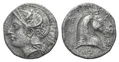 Thessaly, Pharsalos AR Hemidrachm. Thessaly, Pharsalos AR Hemidrachm. c. 350-325. Head of Athena l., wearing crested Attic helmet with raised cheek flap / Horse’s head r. BCD Thessaly 670.1; Lavva 161