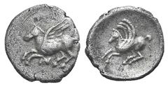Akarnania, Anaktorion AR Diobol. Akarnania, Anaktorion AR Diobol. c. 300-270. Pegasos flying l. / Pegasos flying l. BCD Akarnania 117; SNG Copenhagen 307. 0.84g, 11mm, 12h. Nearly VF