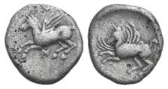 Akarnania, Anaktorion AR Diobol. Akarnania, Anaktorion AR Diobol. c. 300-270. Pegasos flying l. / Pegasos flying l. BCD Akarnania 118; SNG Copenhagen 307. 0.89g, 11mm, 9h. Nearly VF