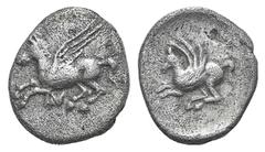 Akarnania, Anaktorion AR Diobol. Akarnania, Anaktorion AR Diobol. Similar to previous. AR Diobol. BCD Akarnania 118. 0.87g, 11m, 6h. Porous VF