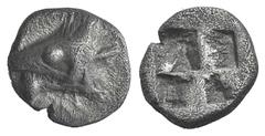 Mysia, Kyzikos AR Hemiobol. Mysia, Kyzikos AR Hemiobol. c. 600-525. Head of tunny l. / Four-part incuse square. Von Fritze I 3; SNG vA 7323. 0.50g, 8mm. Toned VF