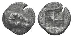 Troas, Kebren AR Tetartemorion. Troas, Kebren AR Tetartemorion. c. 5th C. Ram’s head r. / Quadripartite incuse square. SNG Copenhagen 256. 0.18g, 6mm. Toned, good VF