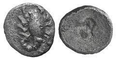 Karia, AR Tetartemorion. Karia, AR Tetartemorion. Uncertain mint, c. 5th C. AD. Scorpion / Incuse punch. Cf. SNG vA 6664. 0.19g, 7mm. Toned VF