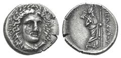 Satraps of Karia, Pixodaros AR Didrachm. Satraps of Karia, Pixodaros AR Didrachm. c. 340-334. Laureate head of Apollo facing three-quarters r. / Zeus Labraundos standing r., holding double axe (labrys