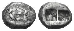 Kings of Lydia, Kroisos AR Siglos. Kings of Lydia, Kroisos AR Siglos. Confronted foreparts of lion r. and bull l. / Two square punches. ATEC 1914-1925; Berk 23; SNG Kayhan 1024; SNG Copenhagen 456. 5.