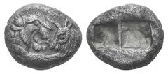 Kings of Lydia, Kroisos AR Siglos. Kings of Lydia, Kroisos AR Siglos. Sardis, 550-546. Confronted foreparts of lion r. and bull l. / Two square punches. ATEC 1914-1925; Berk 23; SNG Kayhan 1024; SNG C
