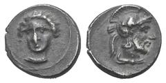 Cilicia, Satraps. Time of Pharnabazos and Datames AR Hemiobol. Cilicia, Satraps. Time of Pharnabazos and Datames AR Hemiobol. Tarsos, c. 380-360. Female head facing slightly l. / Helmeted and bearded 