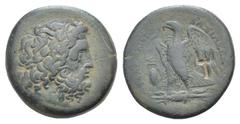 Ptolemaic Kingdom of Egypt. Ptolemy II Æ Obol. Ptolemaic Kingdom of Egypt. Ptolemy II Æ Obol. Alexandria c. 274-272. Laureate head of Zeus-Ammon r. / Eagle standing l., on thunderbolt; countermark: tr