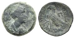 Ptolemaic Kingdom of Egypt. Cleopatra VII Æ 80 Drachmae. Ptolemaic Kingdom of Egypt. Cleopatra VII Æ 80 Drachmae. Alexandria, 51-30. Diademed and draped bust r. / Eagle standing l. on thunderbolt; cor