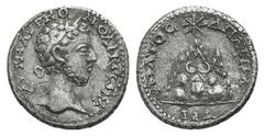 Commodus AR Didrachm of Caesarea, Cappadocia. Commodus AR Didrachm of Caesarea, Cappadocia. Year 4 (= 183-5). Laureate head r. / Mt. Argaeus surmounted by star. Metcalf 155f; Sydenham 372a. 4.64g, 19m