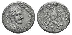 Macrinus AR Tetradrachm of Beroea, Cyrrhestica. Macrinus AR Tetradrachm of Beroea, Cyrrhestica. 217-218. Laureate, draped and cuirassed bust r., seen from behind / Eagle standing facing, head and tail